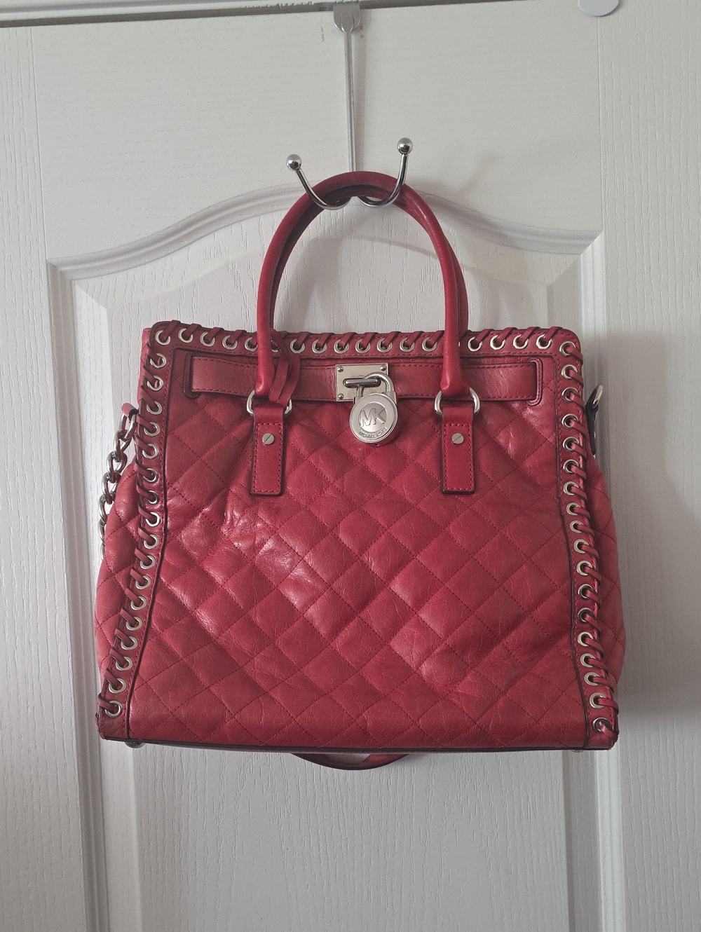 Michael Kors Red Quilted Leather Satchel